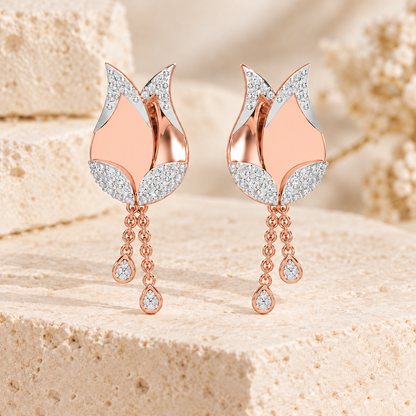 Dazzling Bud Silver Earrings - Rose Gold - Aesthetic