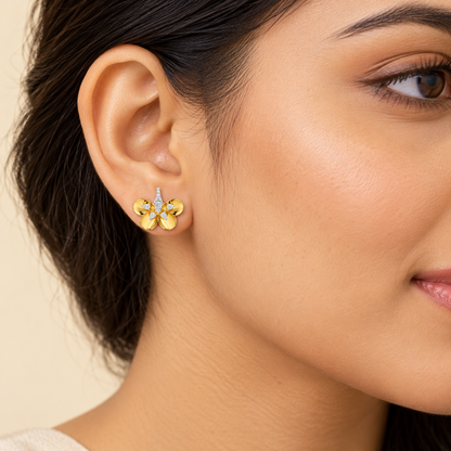 dazzling eclat silver earrings - Yellow Gold - Model
