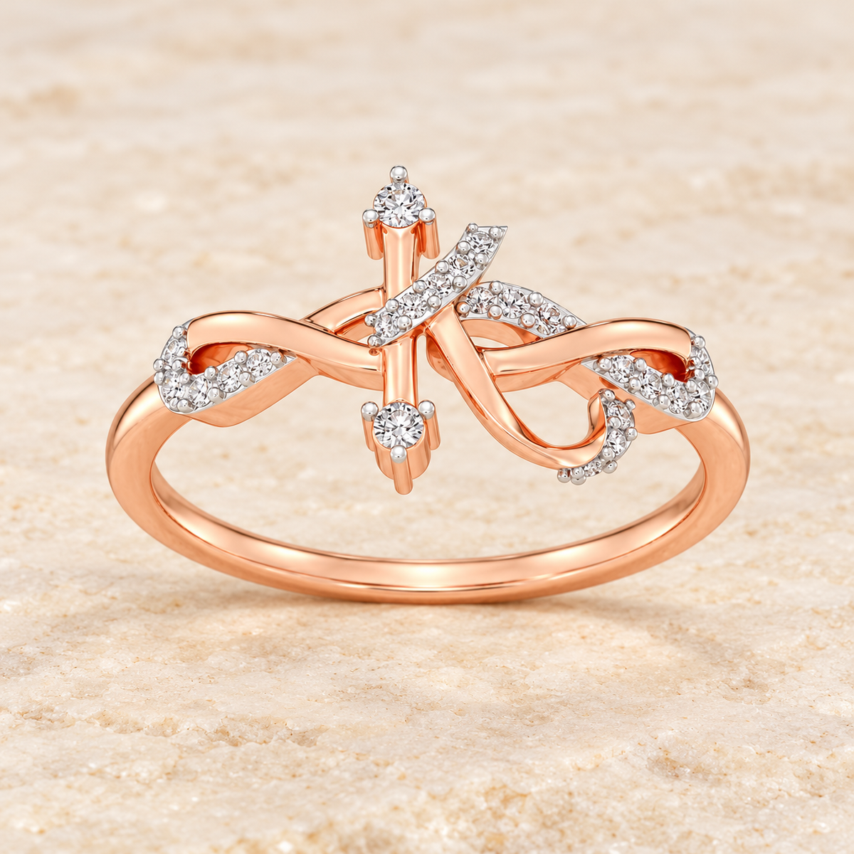 Dazzling K Silver Ring - Rose Gold - Aesthetic from Image 5