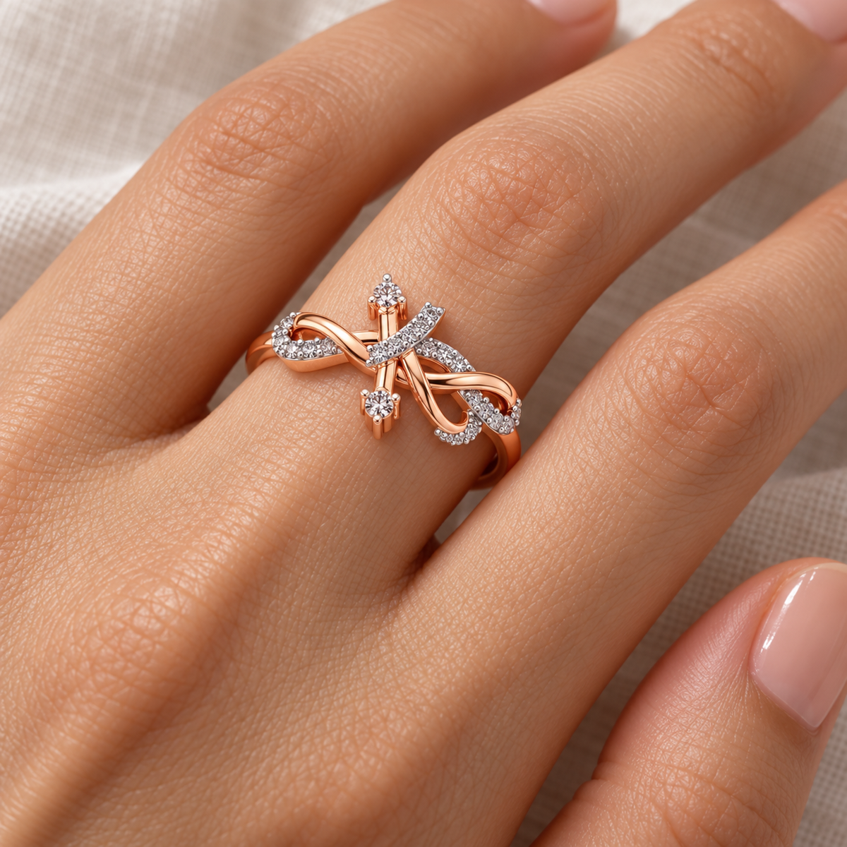 Dazzling K Silver Ring - Rose Gold - Model