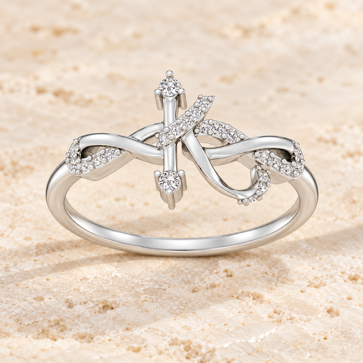 Dazzling K Silver Ring - White Gold - Aesthetic from Image 5