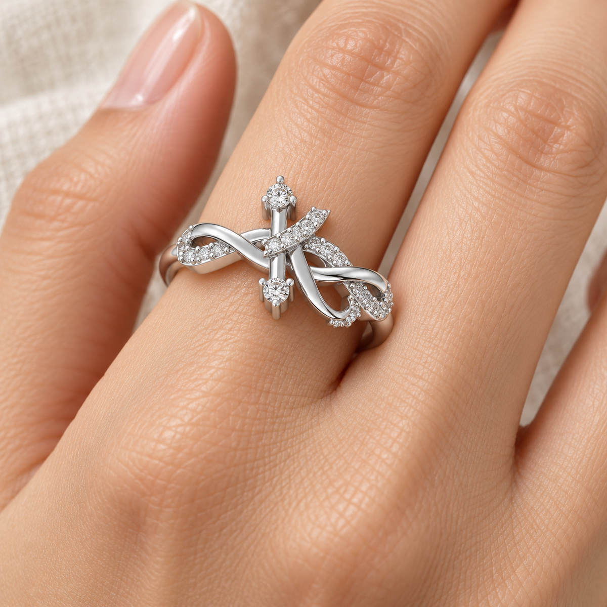 Dazzling K Silver Ring - White Gold - Model