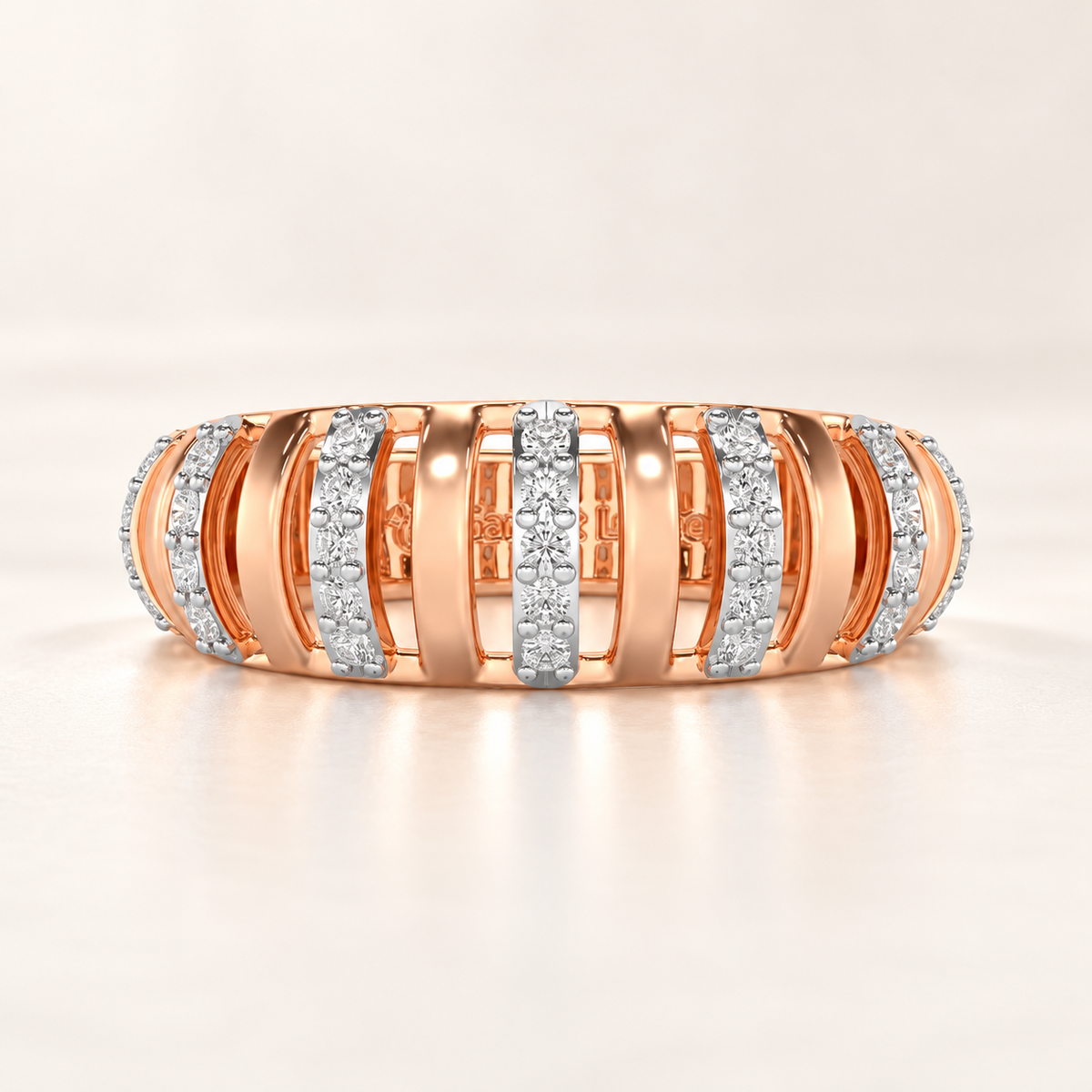 Decibel Shine Silver Band Ring - Rose Gold - Aesthetic