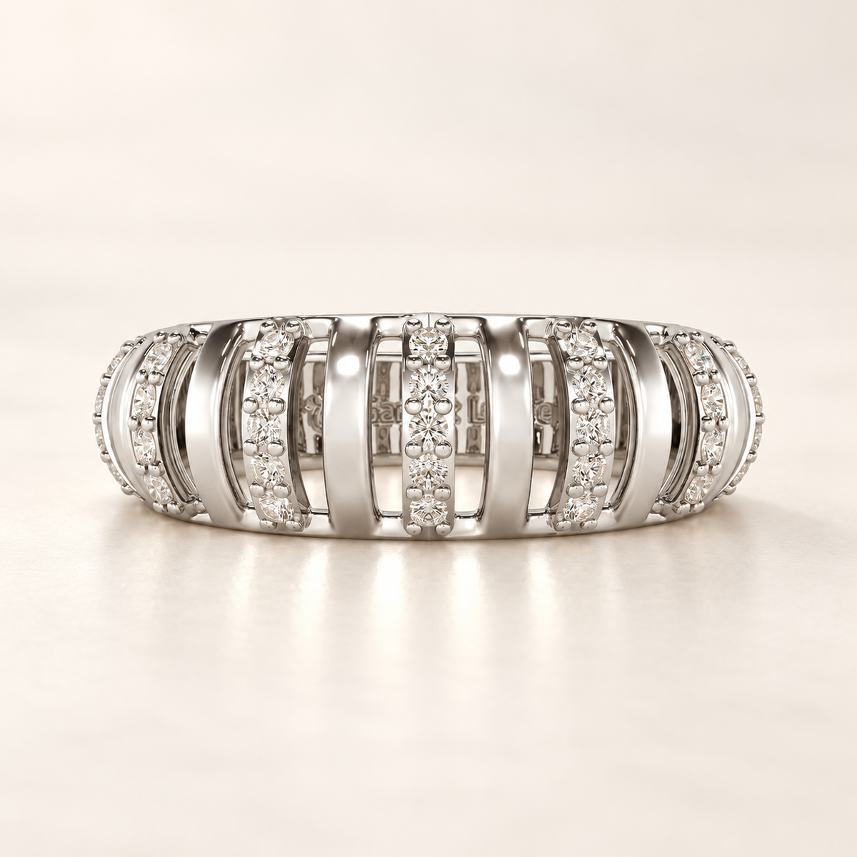 Decibel Shine Silver Band Ring - White Gold - Aesthetic