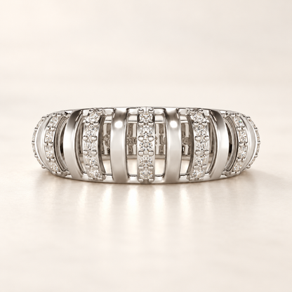 Decibel Shine Silver Band Ring - White Gold - Aesthetic