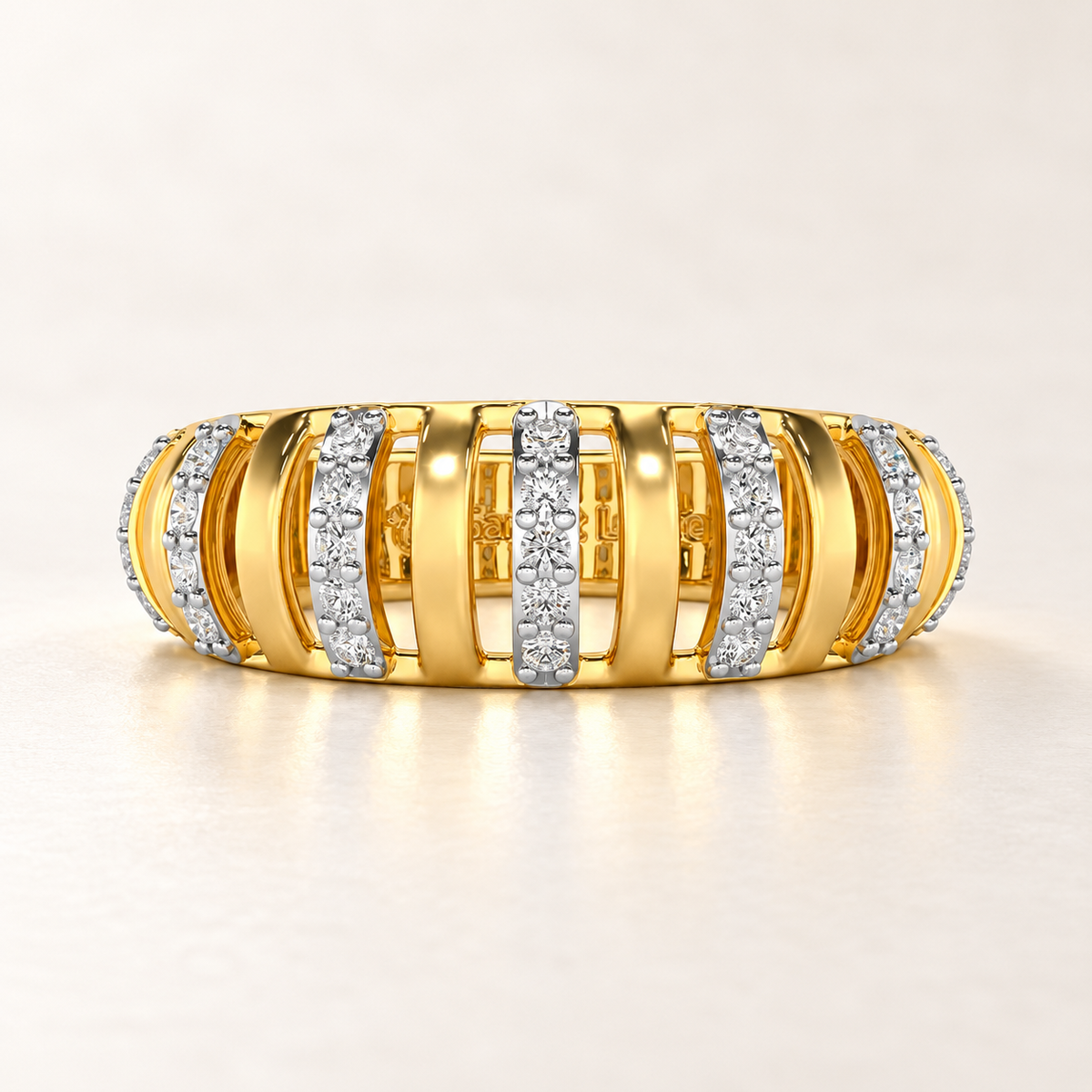 Decibel Shine Silver Band Ring - Yellow Gold - Aesthetic