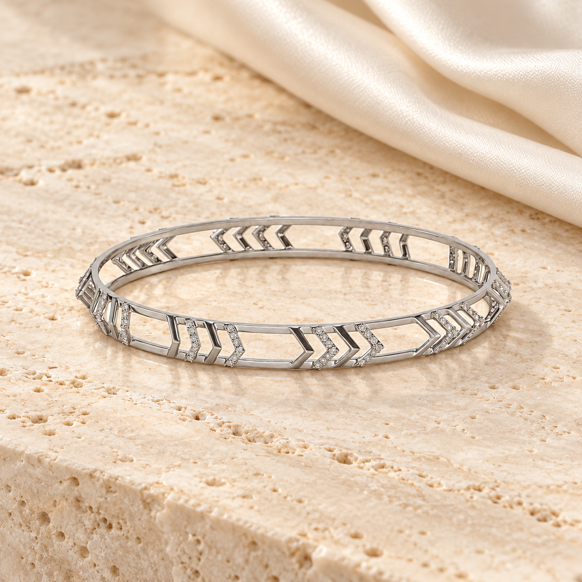 Direct Silver Bangles - White Gold - Laid-flat aesthetic
