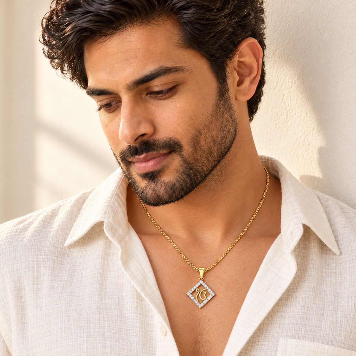 Divine Onkar Silver Pendant - Yellow Gold - Model
