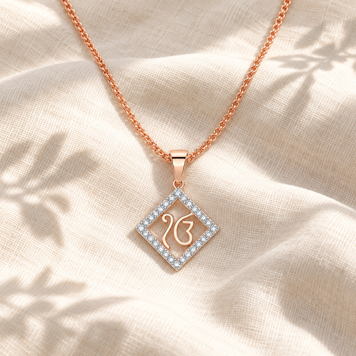 Divine Onkar Silver Pendant - Rose Gold - Aesthetic