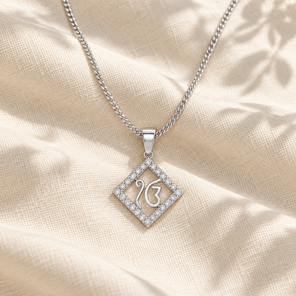 Divine Onkar Silver Pendant - White Gold - Aesthetic