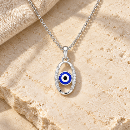 Divine Watcher Silver Pendant - White Gold - Aesthetic