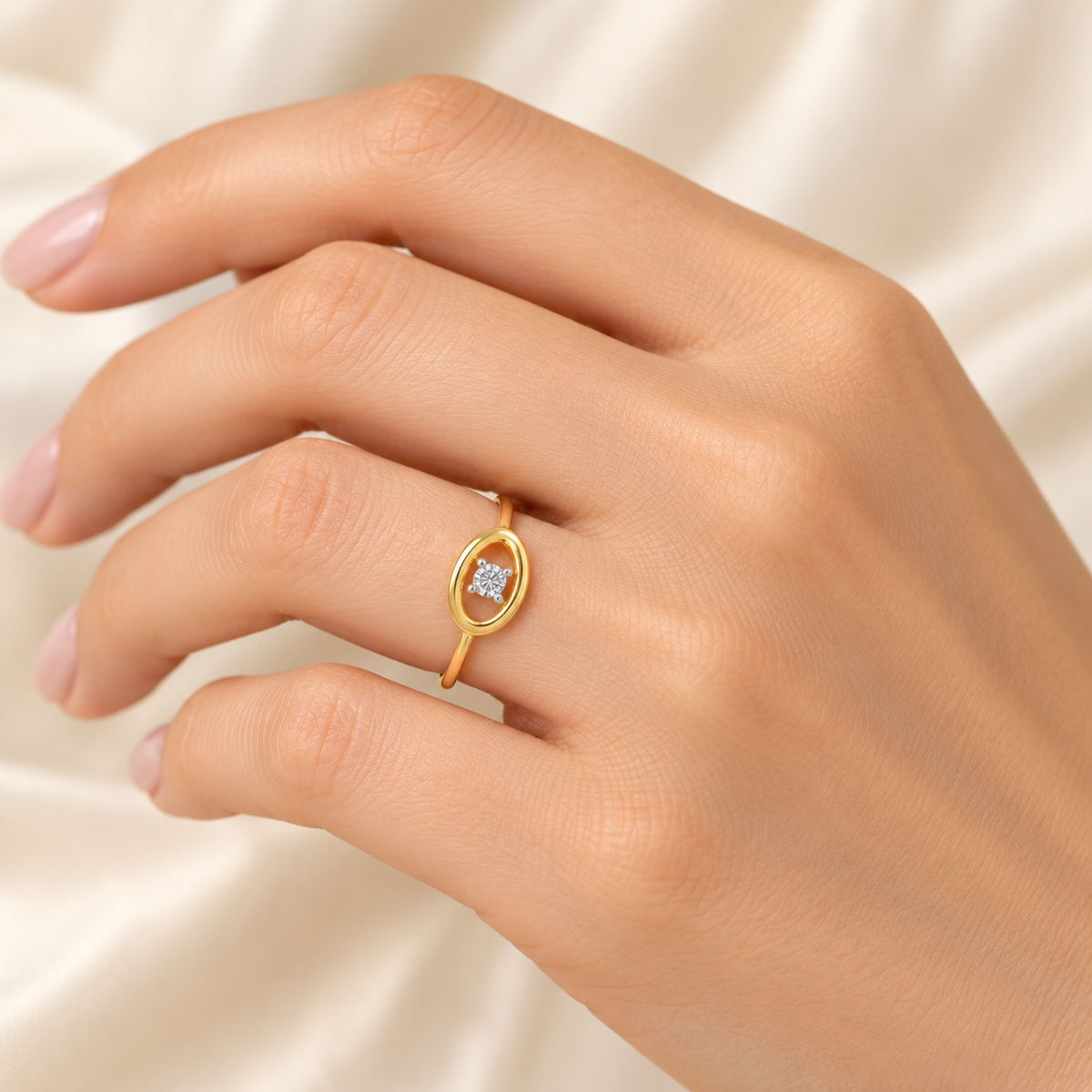 Drop Cord Silver Ring, Yellow Gold, Model