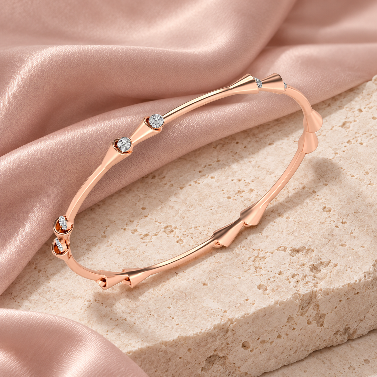 Drop-lays Silver Bangles Rose Gold laid-flat aesthetic