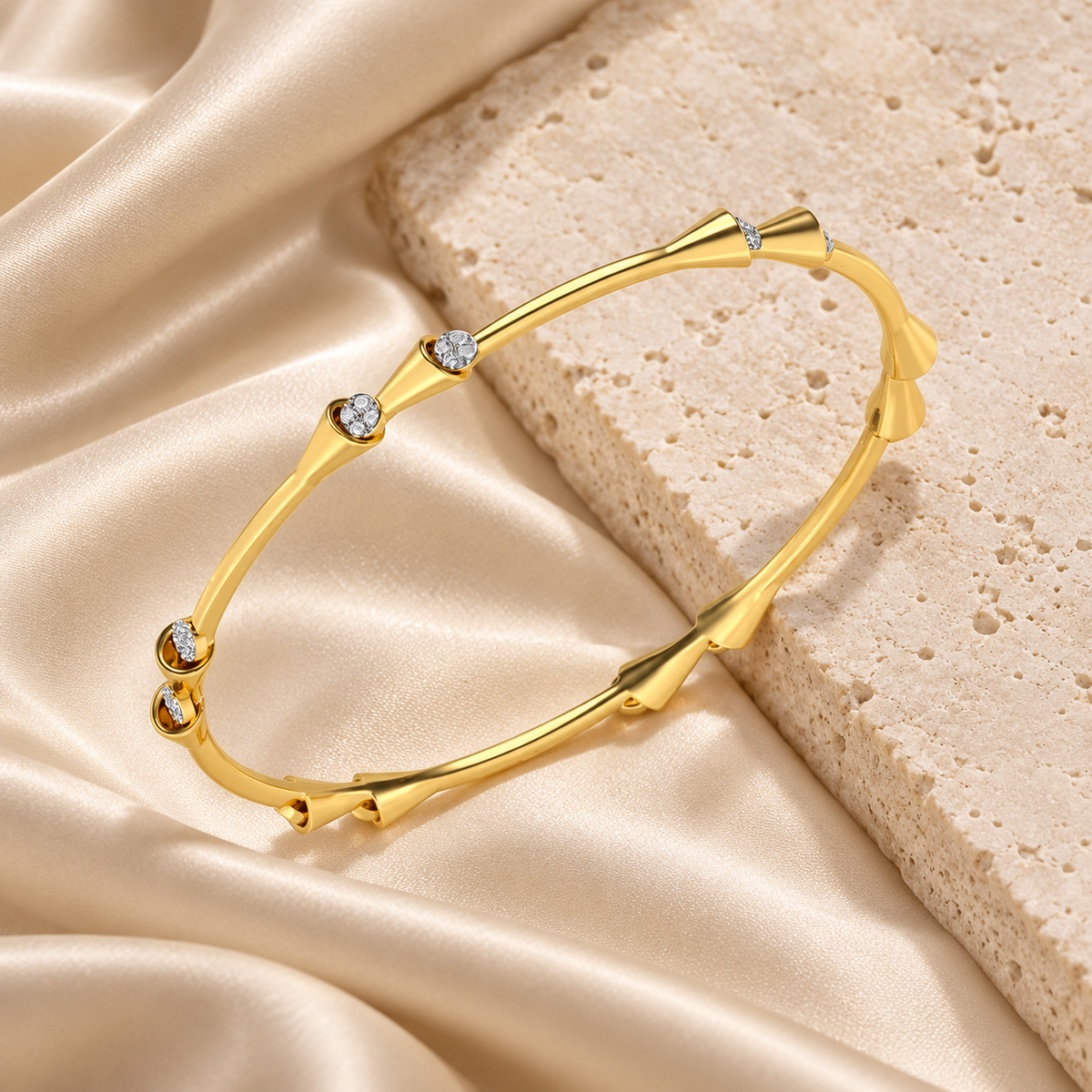 Drop-lays Silver Bangles Yellow Gold laid-flat aesthetic