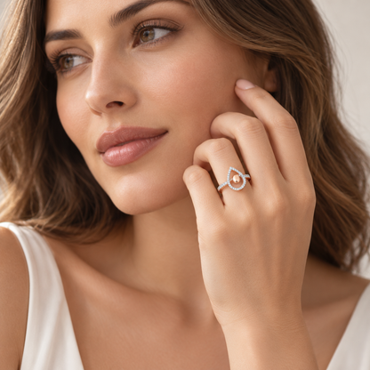 Drop Shine Silver Ring - Rose Gold - Model