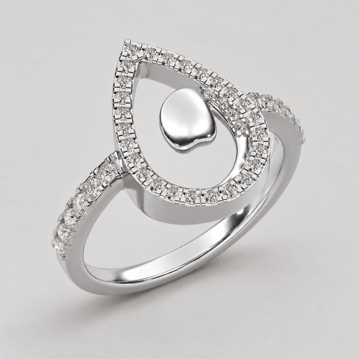 Drop Shine Silver Ring - White Gold - Aesthetic