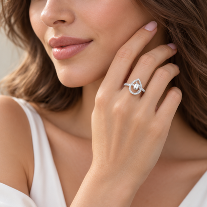 Drop Shine Silver Ring - White Gold - Model