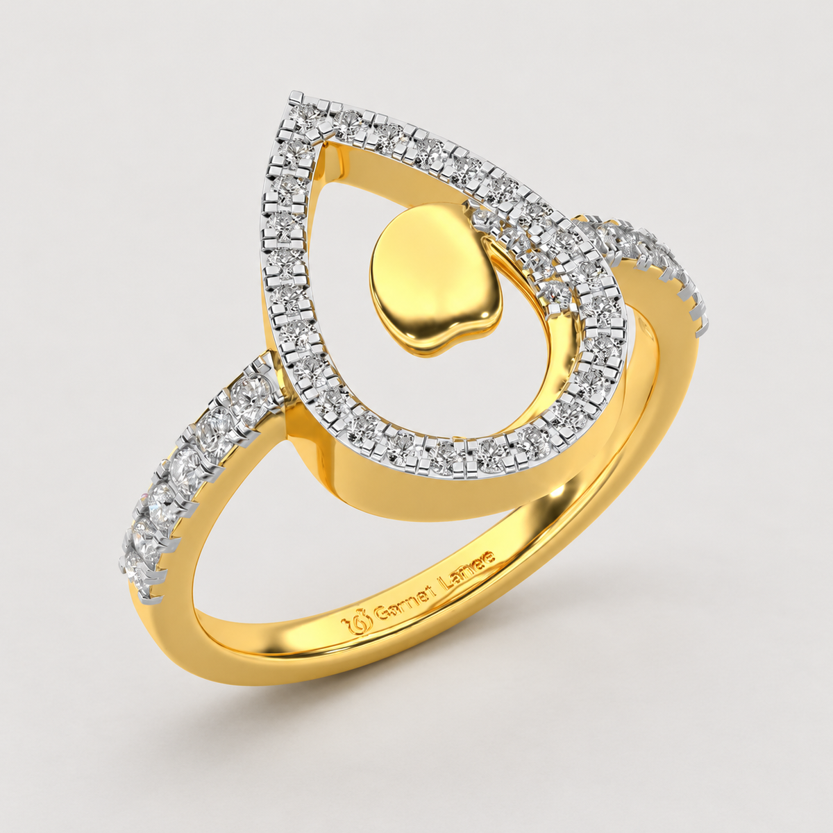 Drop Shine Silver Ring - Yellow Gold - Aesthetic