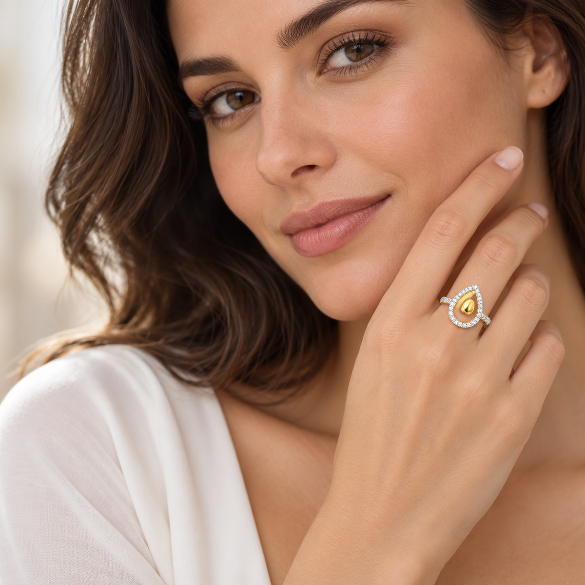 Drop Shine Silver Ring - Yellow Gold - Model