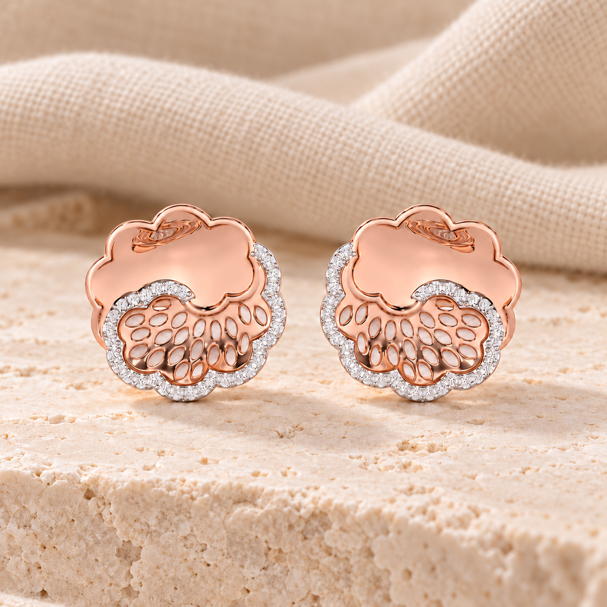 Effulgent Grace Silver Earrings - Rose Gold - Aesthetic