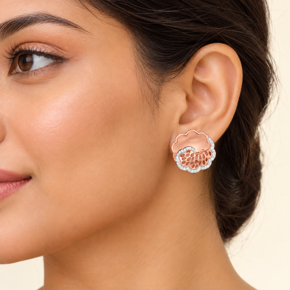 Effulgent Grace Silver Earrings - Rose Gold - Model