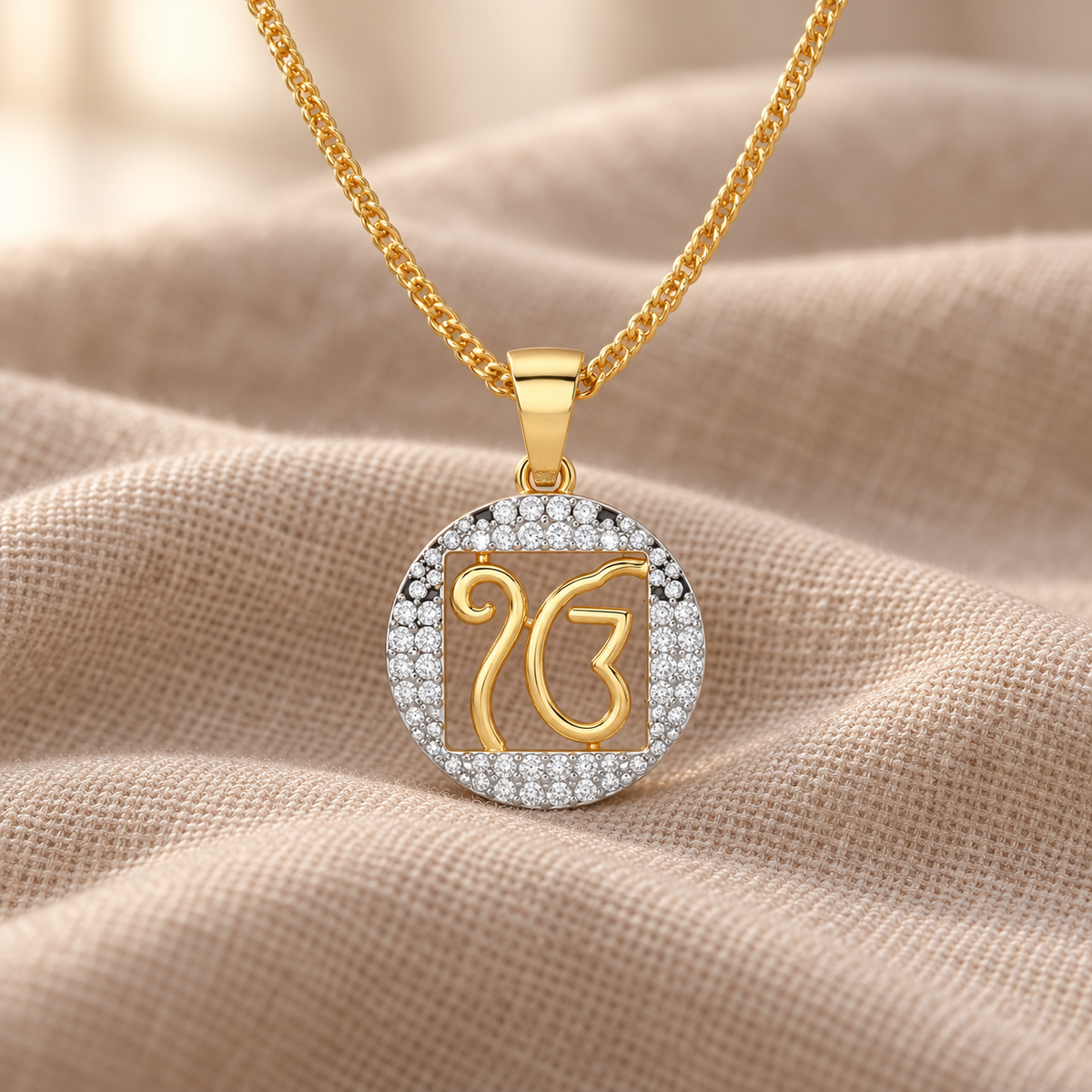 Ek Onkar Divine Silver Pendant - Yellow Gold - Aesthetic