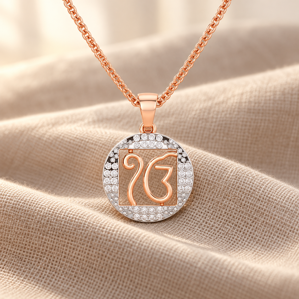 Ek Onkar Divine Silver Pendant - Rose Gold - Aesthetic