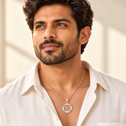 Ek Onkar Divine Silver Pendant - Rose Gold - Model