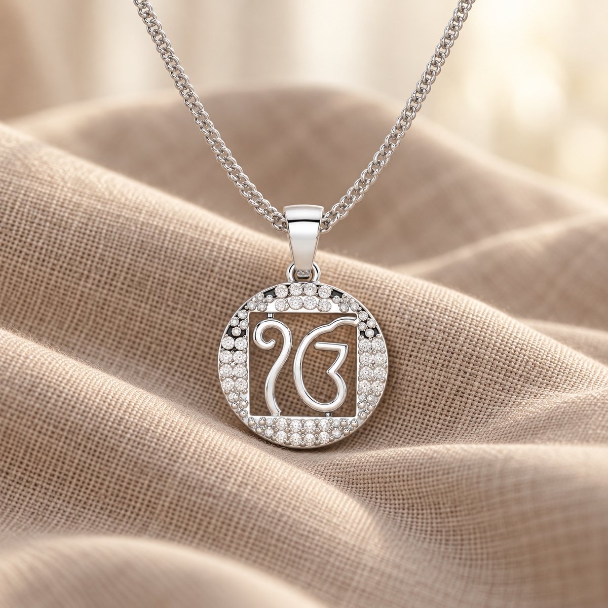 Ek Onkar Divine Silver Pendant - White Gold - Aesthetic