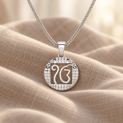 Ek Onkar Divine Silver Pendant - White Gold - Aesthetic