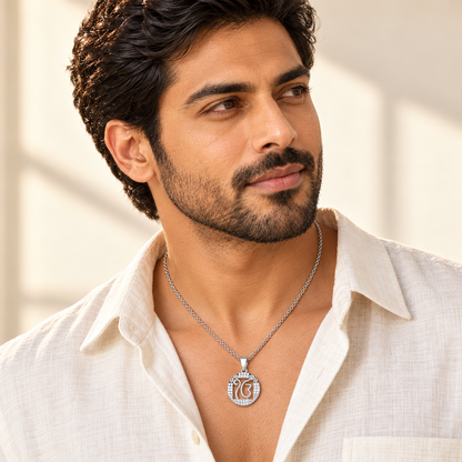 Ek Onkar Divine Silver Pendant - White Gold - Model