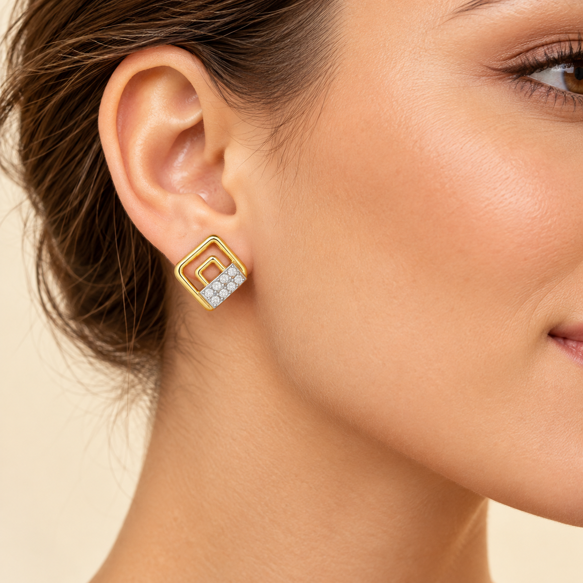 Eleganza Silver Earrings - Yellow Gold - Model