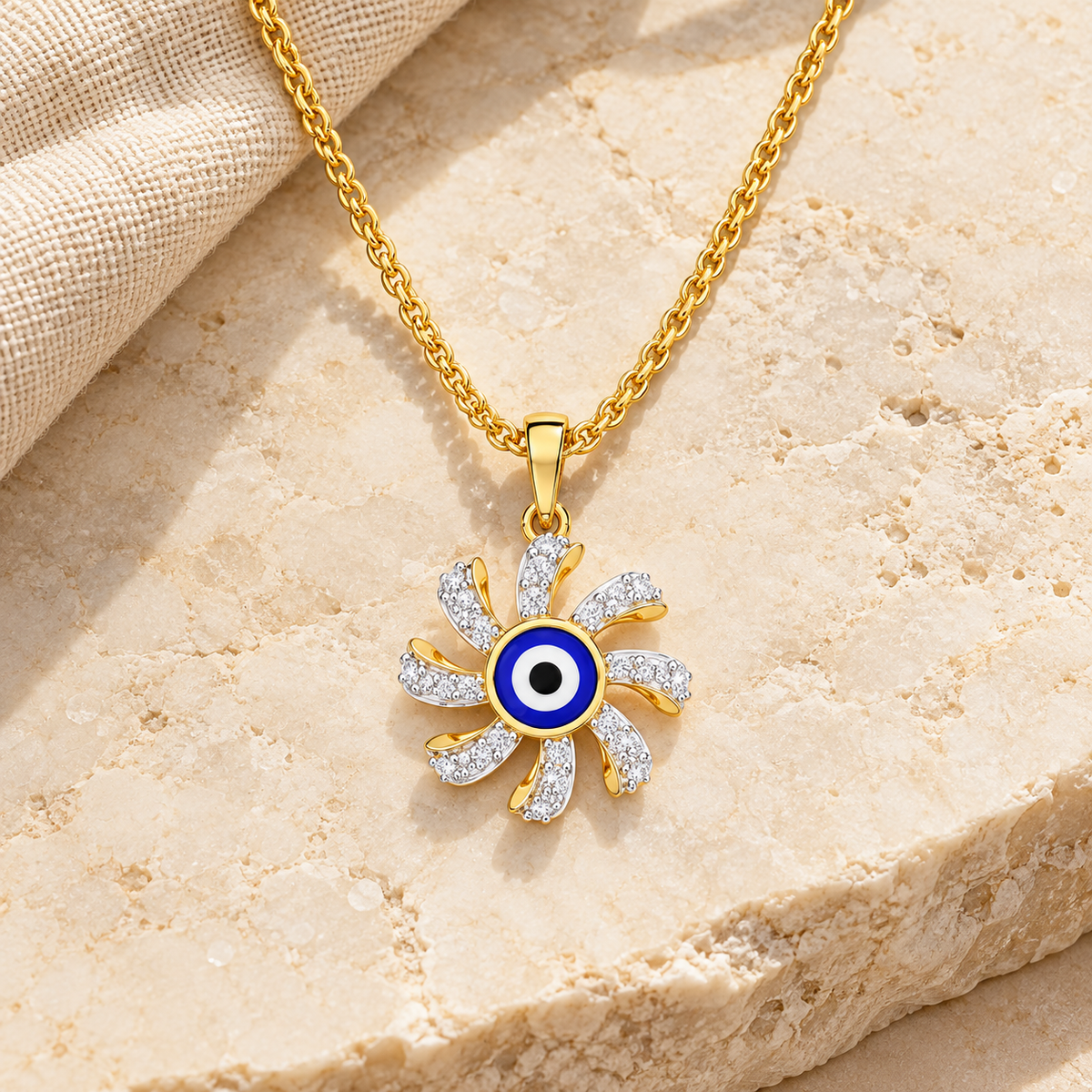 Enchanted Eye Silver Pendant - Yellow Gold - Aesthetic