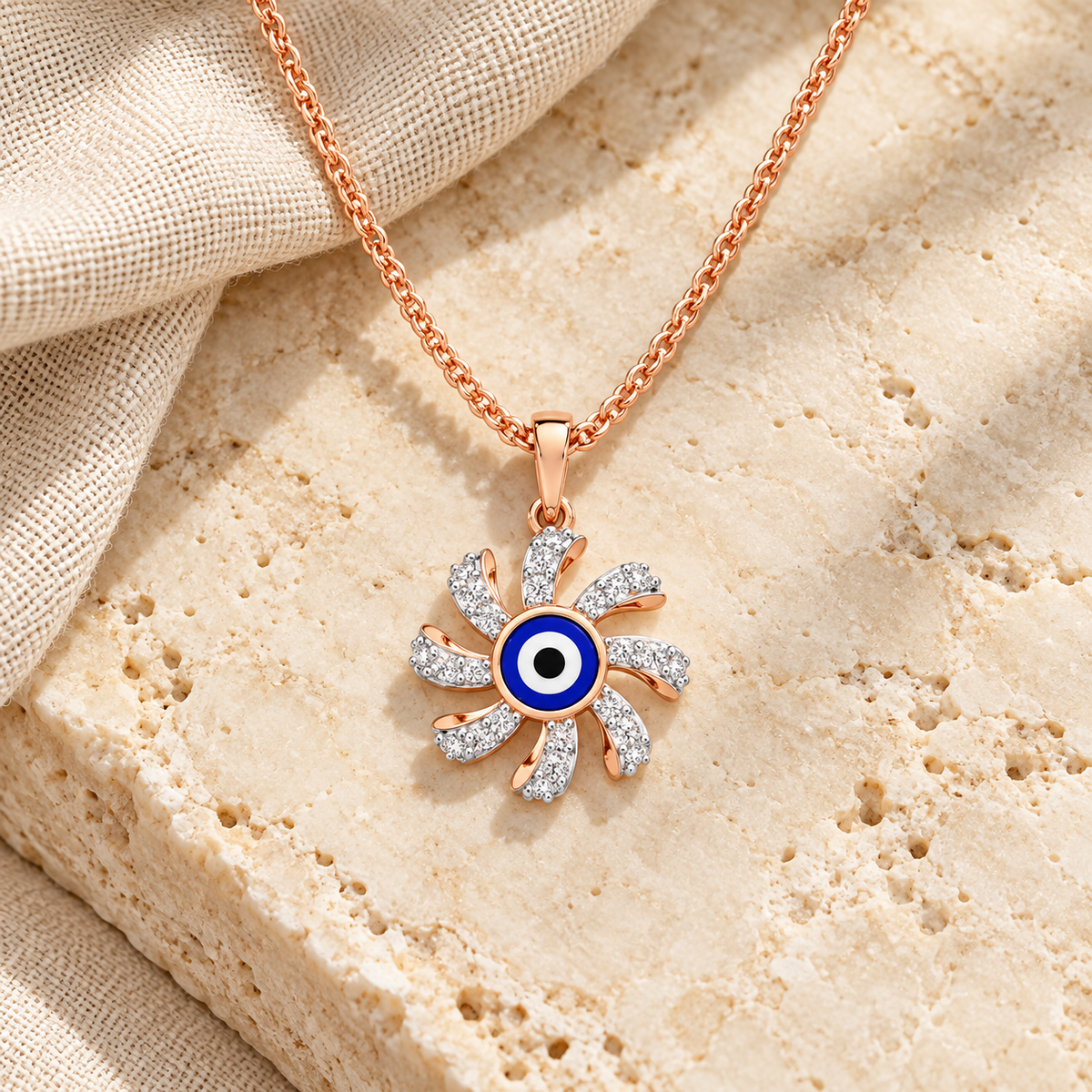 Enchanted Eye Silver Pendant - Rose Gold - Aesthetic