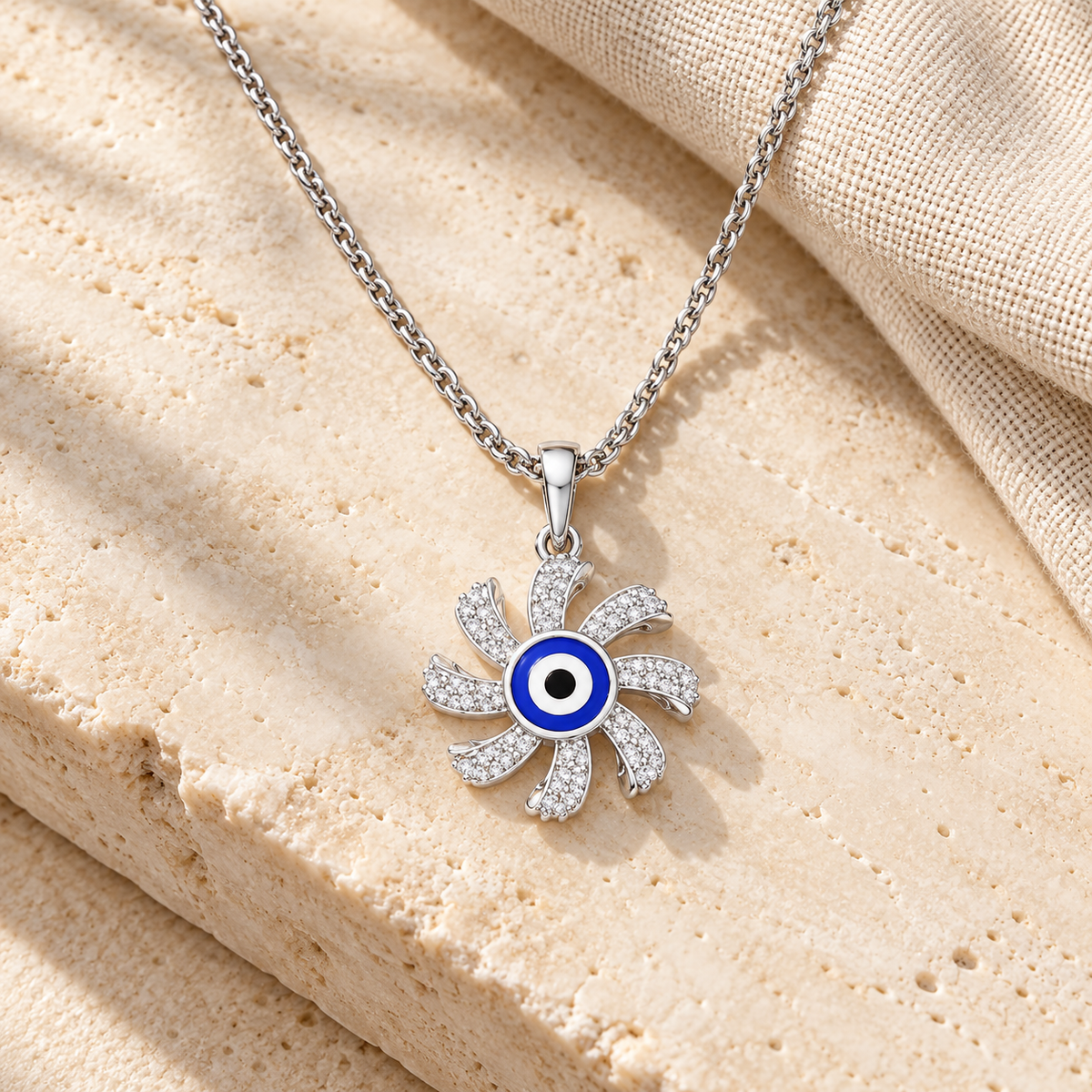 Enchanted Eye Silver Pendant - White Gold - Aesthetic
