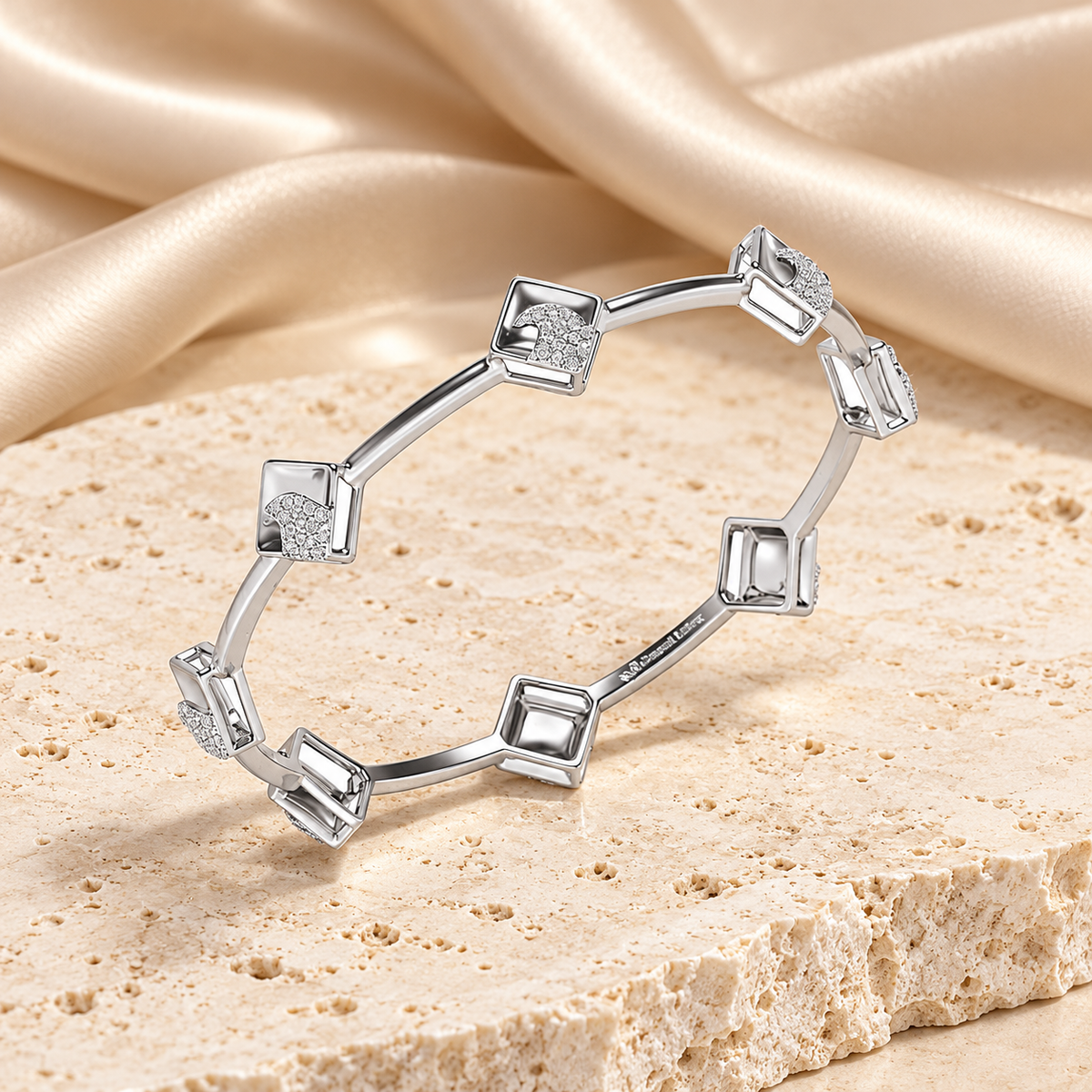 Enchanting Glow Silver Bangles White Gold aesthetic image