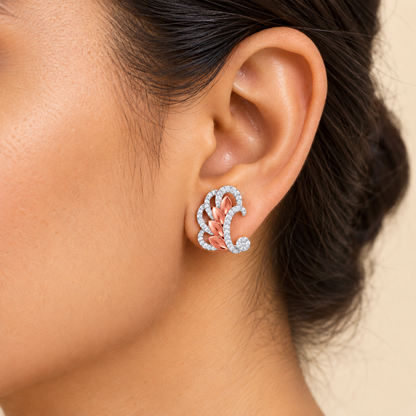 Enchanting Reprise Silver Earrings - Rose Gold - Model