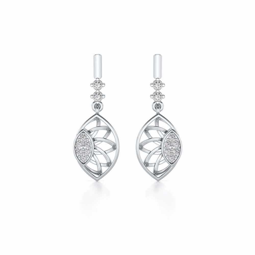 enclosed sunflower Silver Earrings - White Gold - Image 1