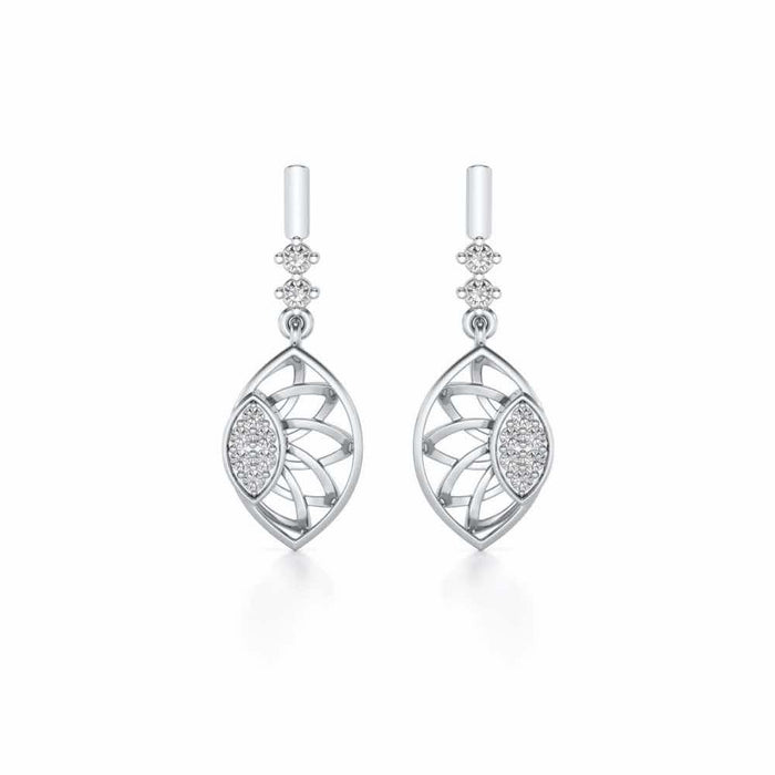 enclosed sunflower Silver Earrings - White Gold - Image 1