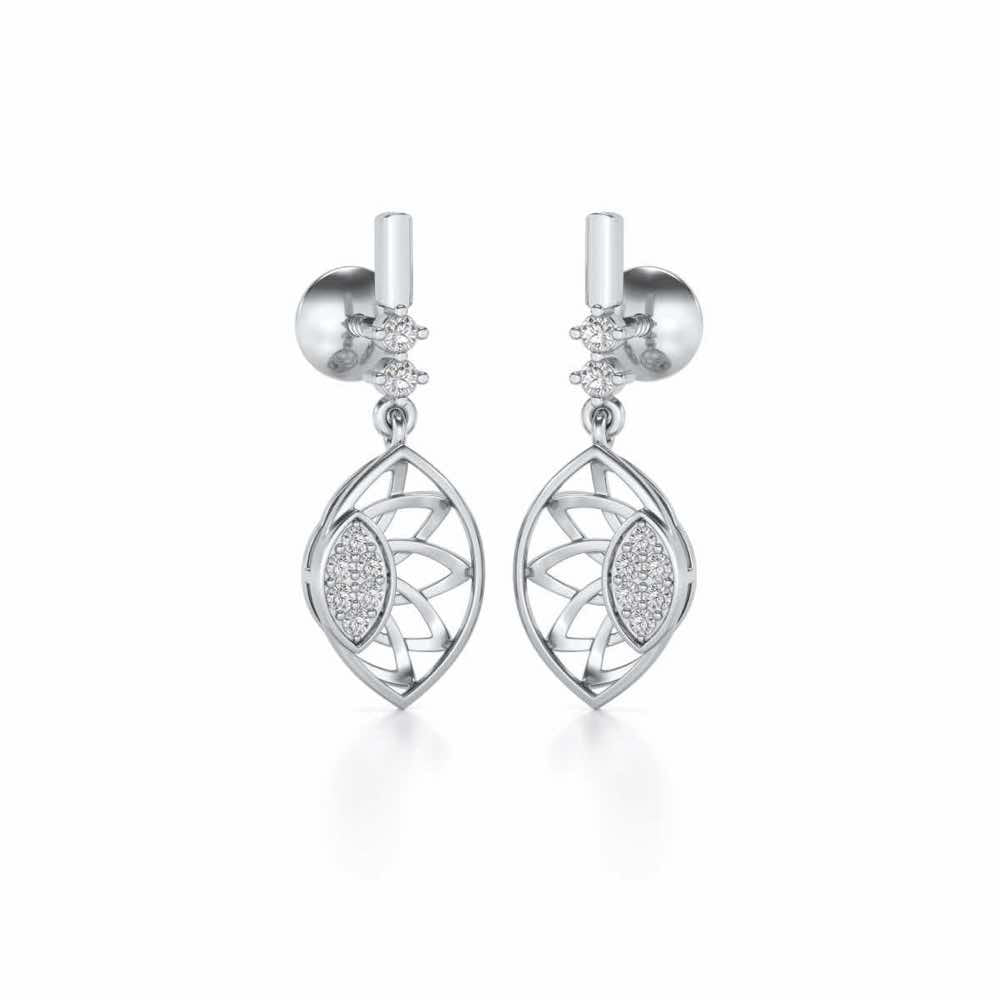 enclosed sunflower Silver Earrings - White Gold - Image 2
