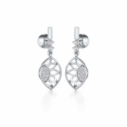 enclosed sunflower Silver Earrings - White Gold - Image 2