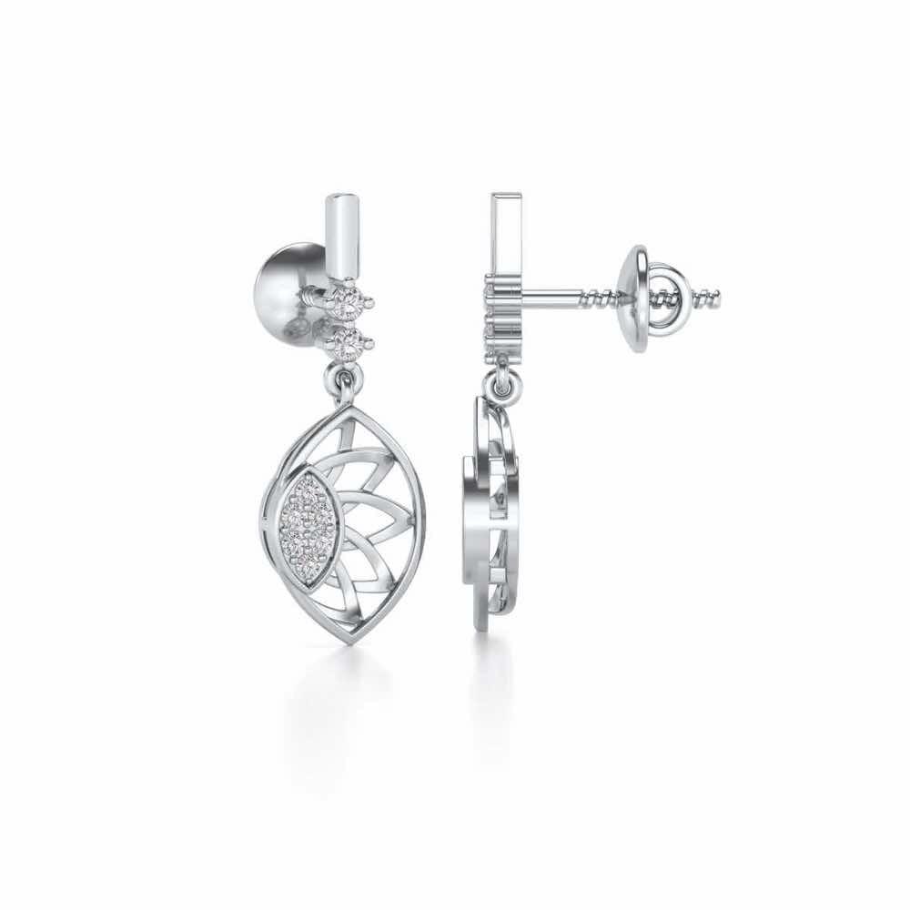 enclosed sunflower Silver Earrings - White Gold - Image 4
