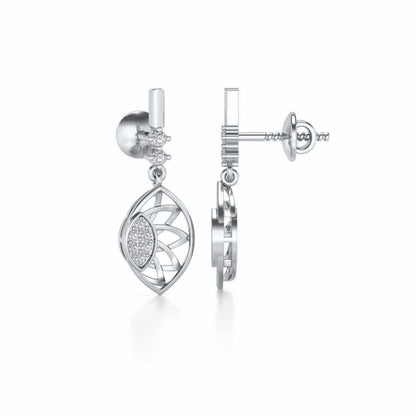 enclosed sunflower Silver Earrings - White Gold - Image 4