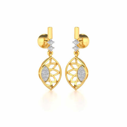 enclosed sunflower Silver Earrings - Yellow Gold - Image 2