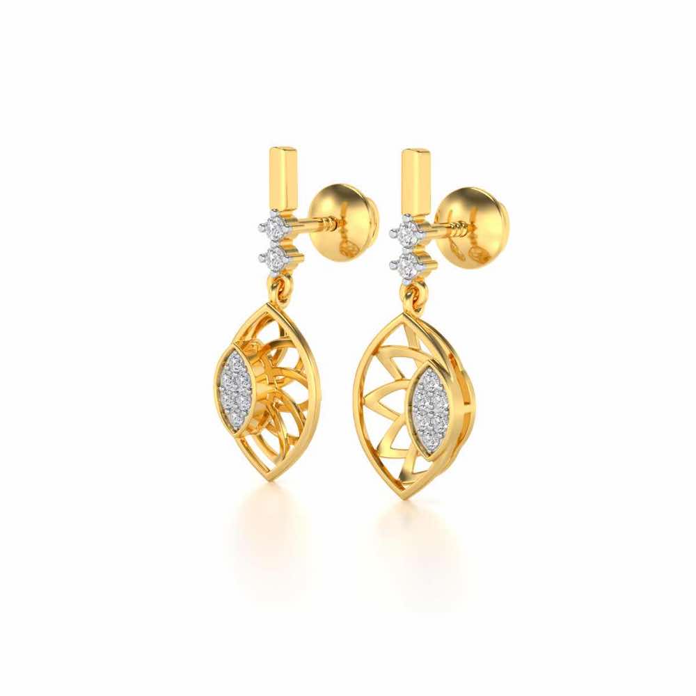 enclosed sunflower Silver Earrings - Yellow Gold - Image 3