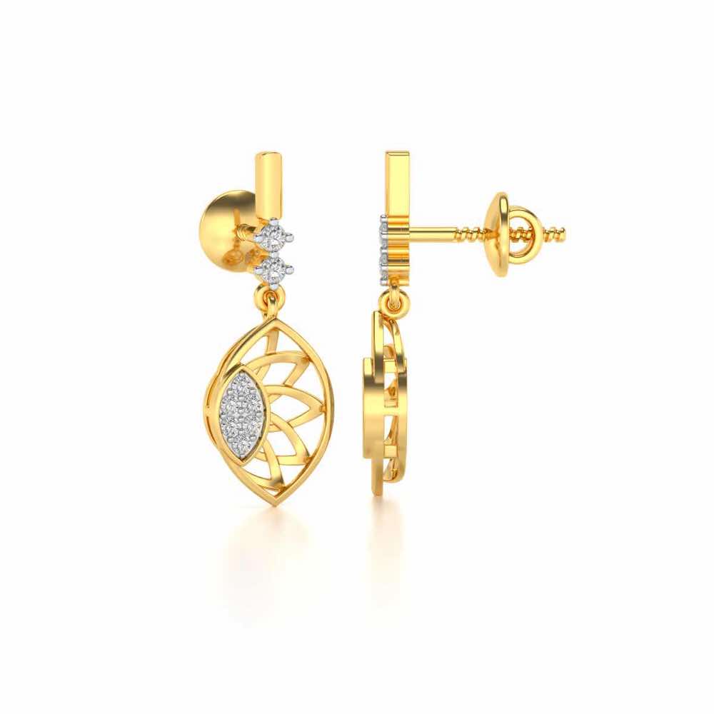 enclosed sunflower Silver Earrings - Yellow Gold - Image 4