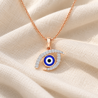 Evil Eye Charm Silver Pendant - Rose Gold - Aesthetic