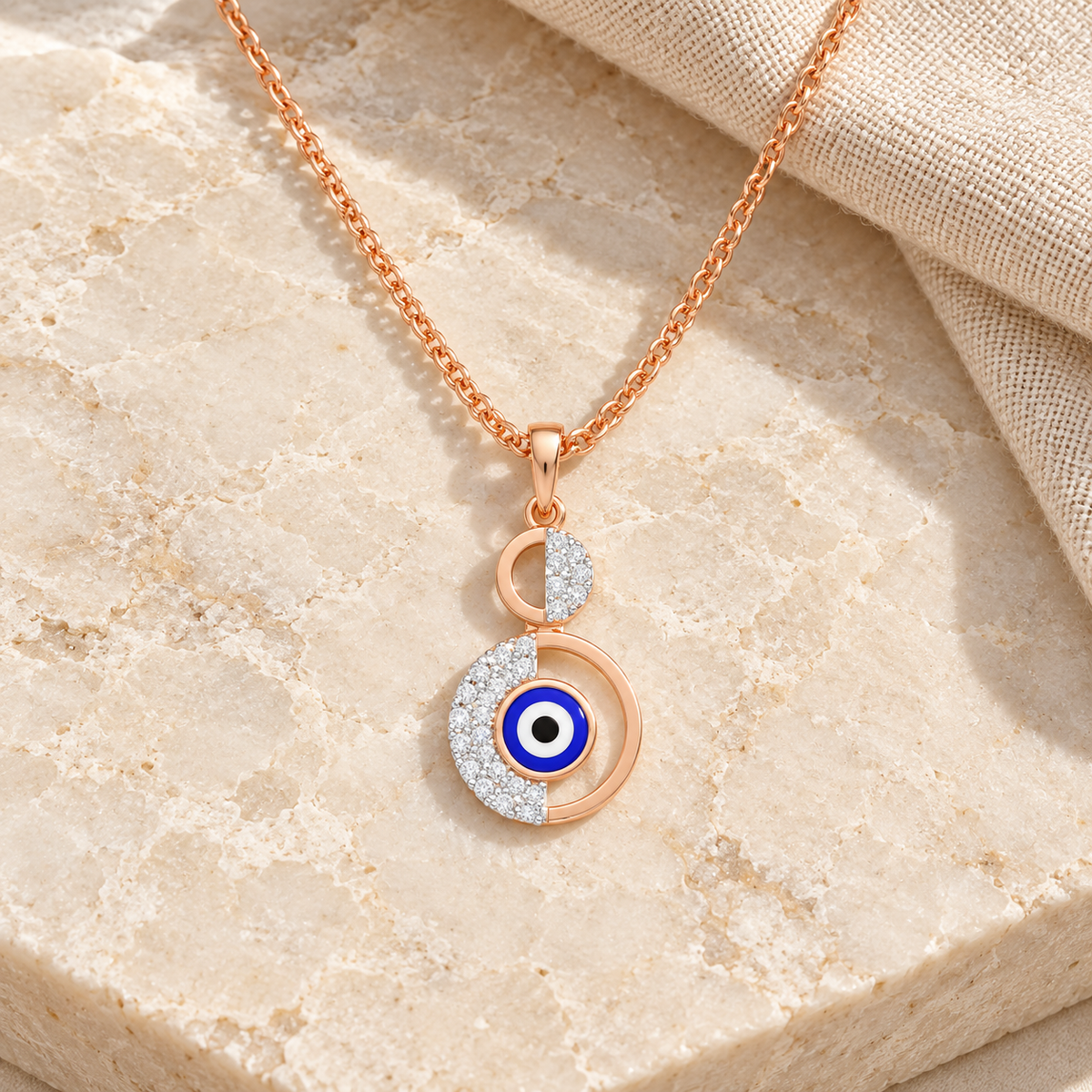 Evil Eye Sentinel Silver Pendant - Rose Gold - Aesthetic