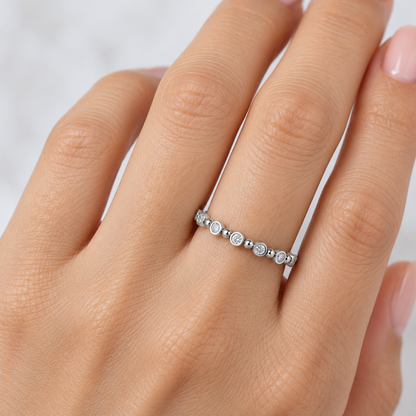 Cute Sheen Silver Ring - Model worn