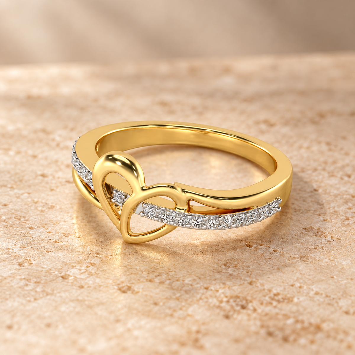 Sling Heart Silver Ring — Yellow Gold aesthetic